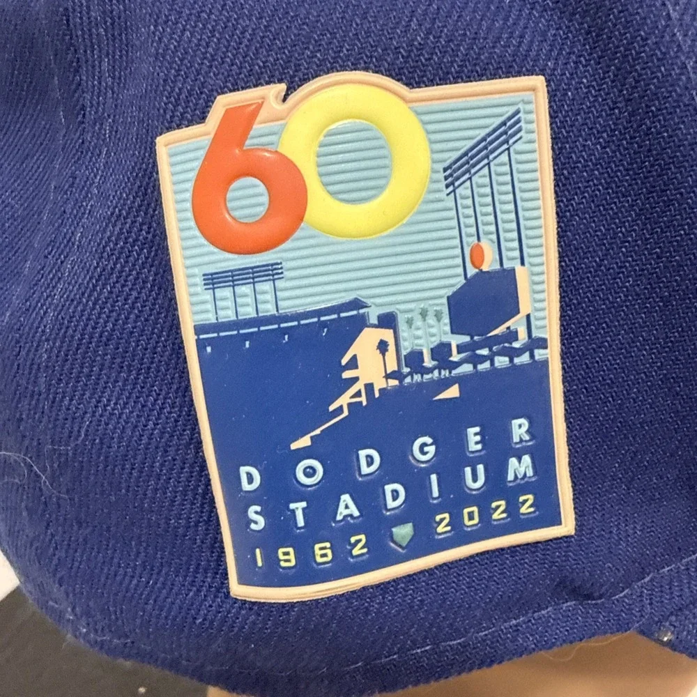 Dodgers 60th Anniversary Of Dodger Stadium Patch Hat Cap NAVY/WHITE  7 5/8  NEW